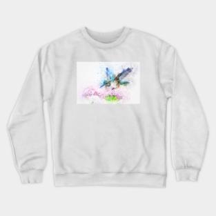 Flying hummingbird with pink flower Crewneck Sweatshirt